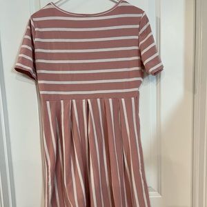 Pink and white stripped maternity dress